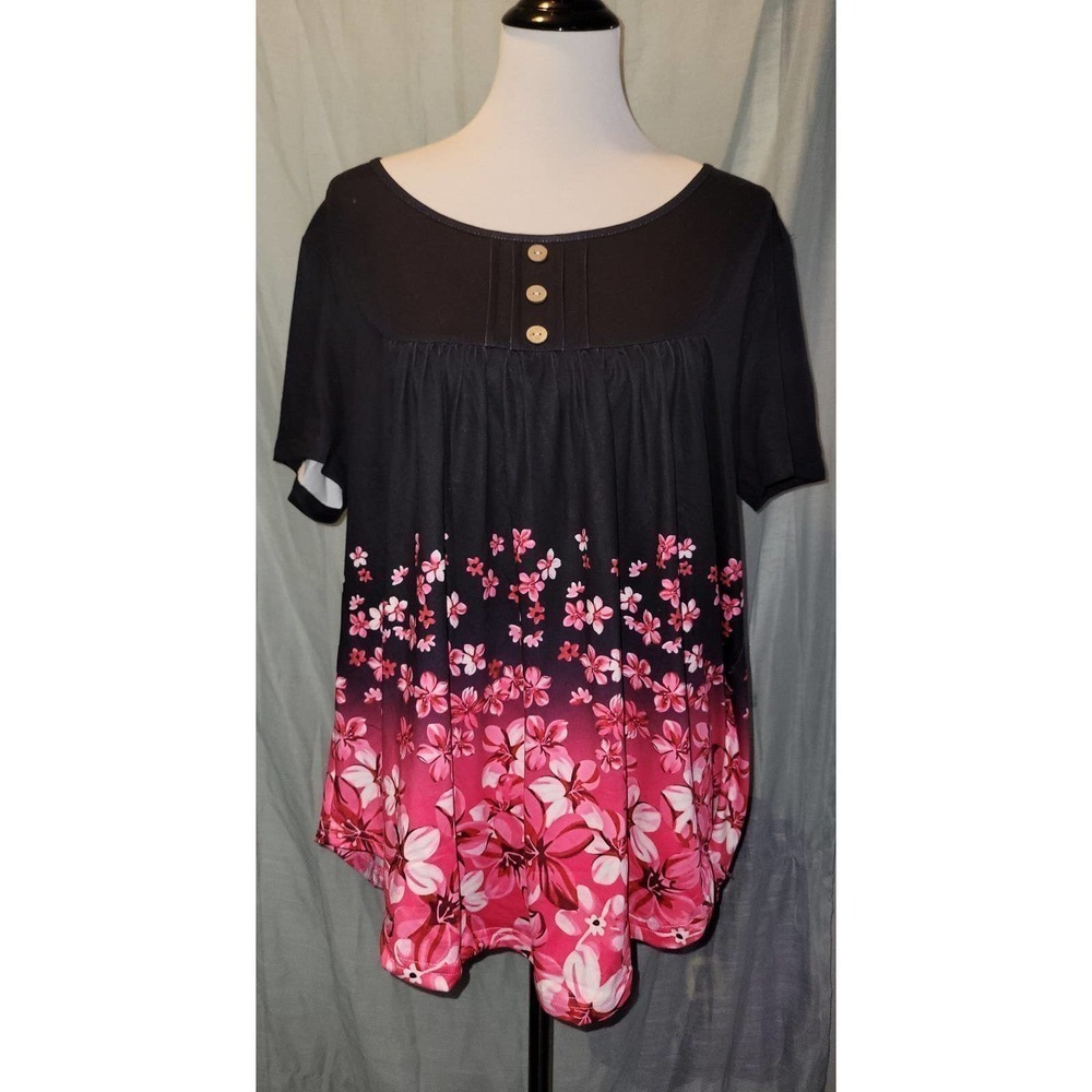 top xxl, black and pink flower design